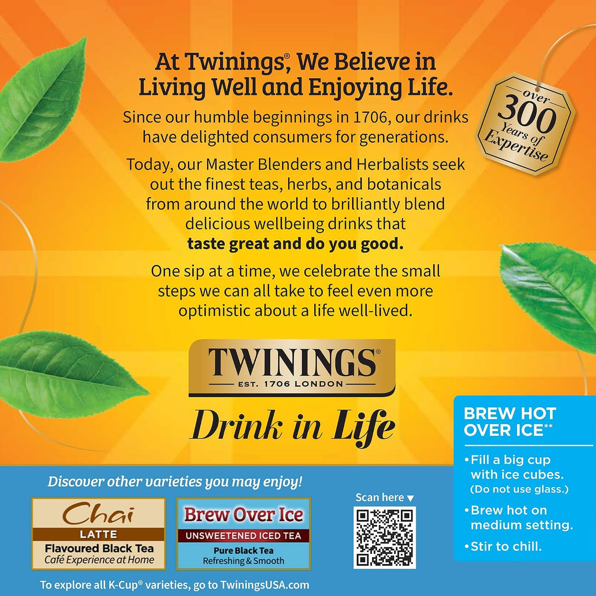 Twinings Brew Over Ice Unsweetened Peach Black Iced Tea 72 K-Cup Pods for Keurig, 12 Count (Pack of 6), Caffeinated