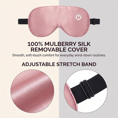 Heated Eye Mask for Dry Eyes, Cordless Rechargeable Warm Compress with 100% Mulberry Silk Cover, 3 Heat Settings, 20-Min Auto-Off, FSA-HSA Eligible Eye Mask for Home, Office & Travel