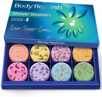 Shower Steamers Aromatherapy-8 Pack Shower Bombs with Essential Oils, Mothers Day Gifts for Mom Wife, Birthday Gifts for Women Self Care Relaxation Home SPA Teacher Appreciation Gift (Green)