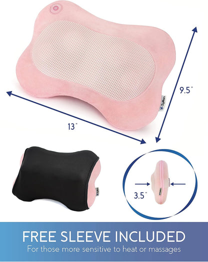 Zyllion Shiatsu Back and Neck Massager with Heat - 3D Electric Kneading Deep Tissue Massage Pillow for Muscle Pain Relief, Black, ZMA-13