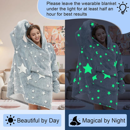 Mewkou Wearable Blanket Hoodie for Adult,Oversized Sherpa Fleece Blanket Hoodie for Women Men,Grey
