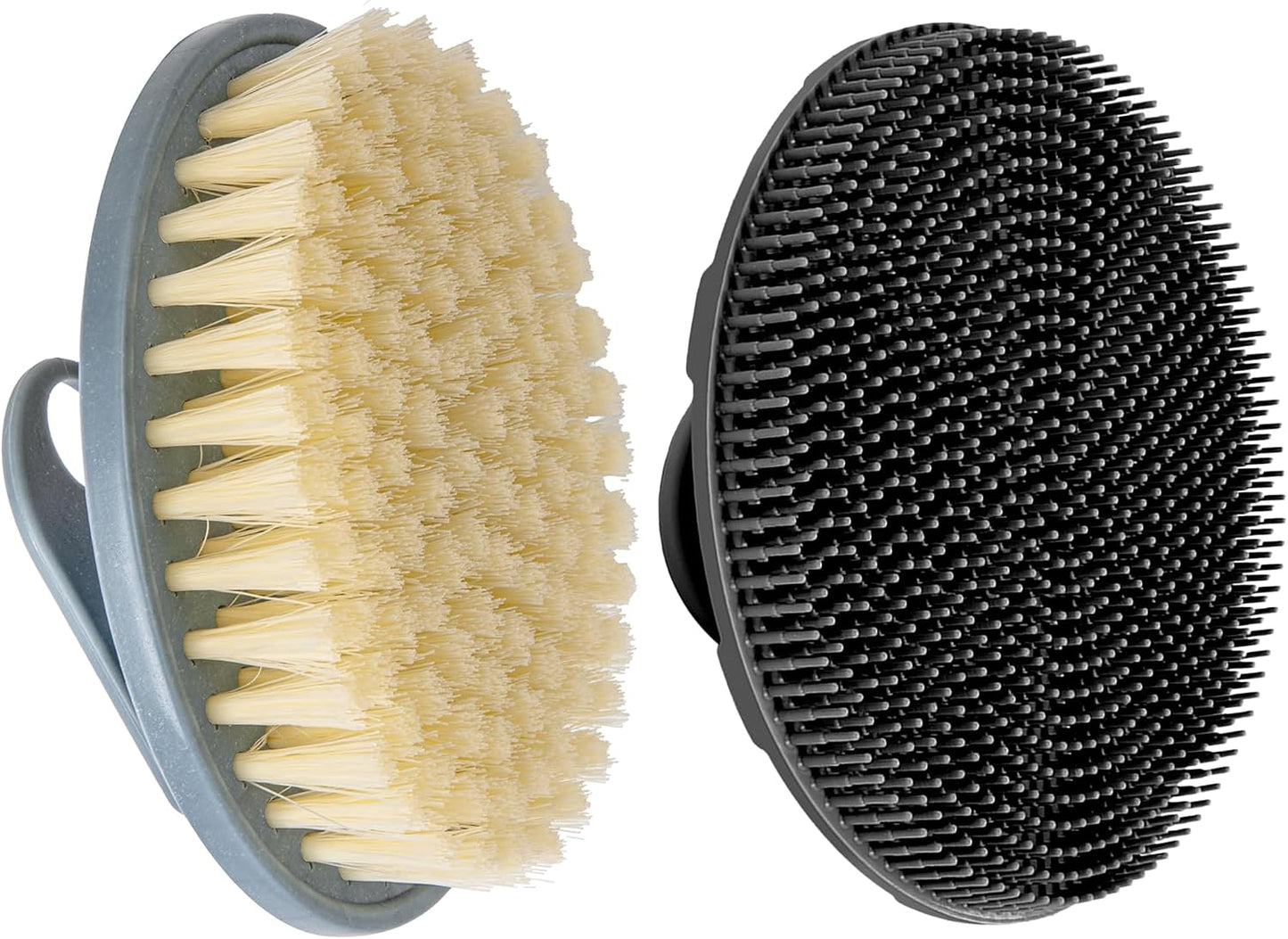 INNERNEED Food-Grade Soft Silicone Body Scrubber Shower Brush Handheld Cleansing Skin Brush, Gentle Exfoliating and Lather Well (Dark Green)