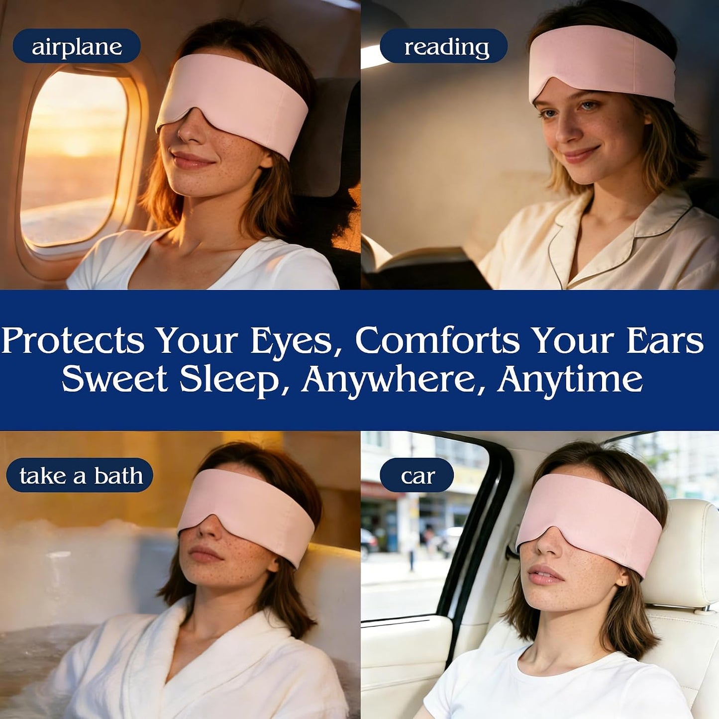 Weighted Sleep Mask for Side Sleepers, 100% Blackout Eye Mask for Sleeping with Adjustable Strap, Dual-Sided Cooling Silk & Warm Cotton Blindfold, Zero Pressure Eye Cover for Travel, Nap & Yoga