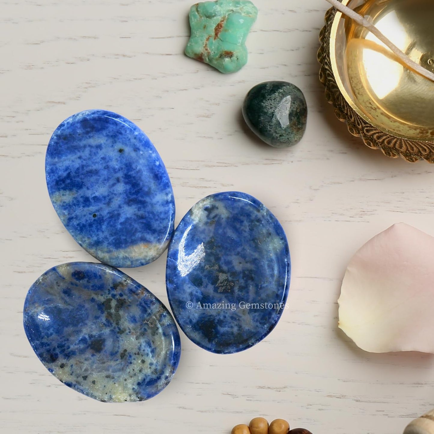 Amazing Gemstone Labradorite Thumb Worry Stone, Anxiety Stone, Healing Crystals - Piedra Crystal Fidget for Gift, Meditation, Calming, Relaxation, Stress Relief - Colors C