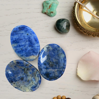 Amazing Gemstone Labradorite Thumb Worry Stone, Anxiety Stone, Healing Crystals - Piedra Crystal Fidget for Gift, Meditation, Calming, Relaxation, Stress Relief - Colors C