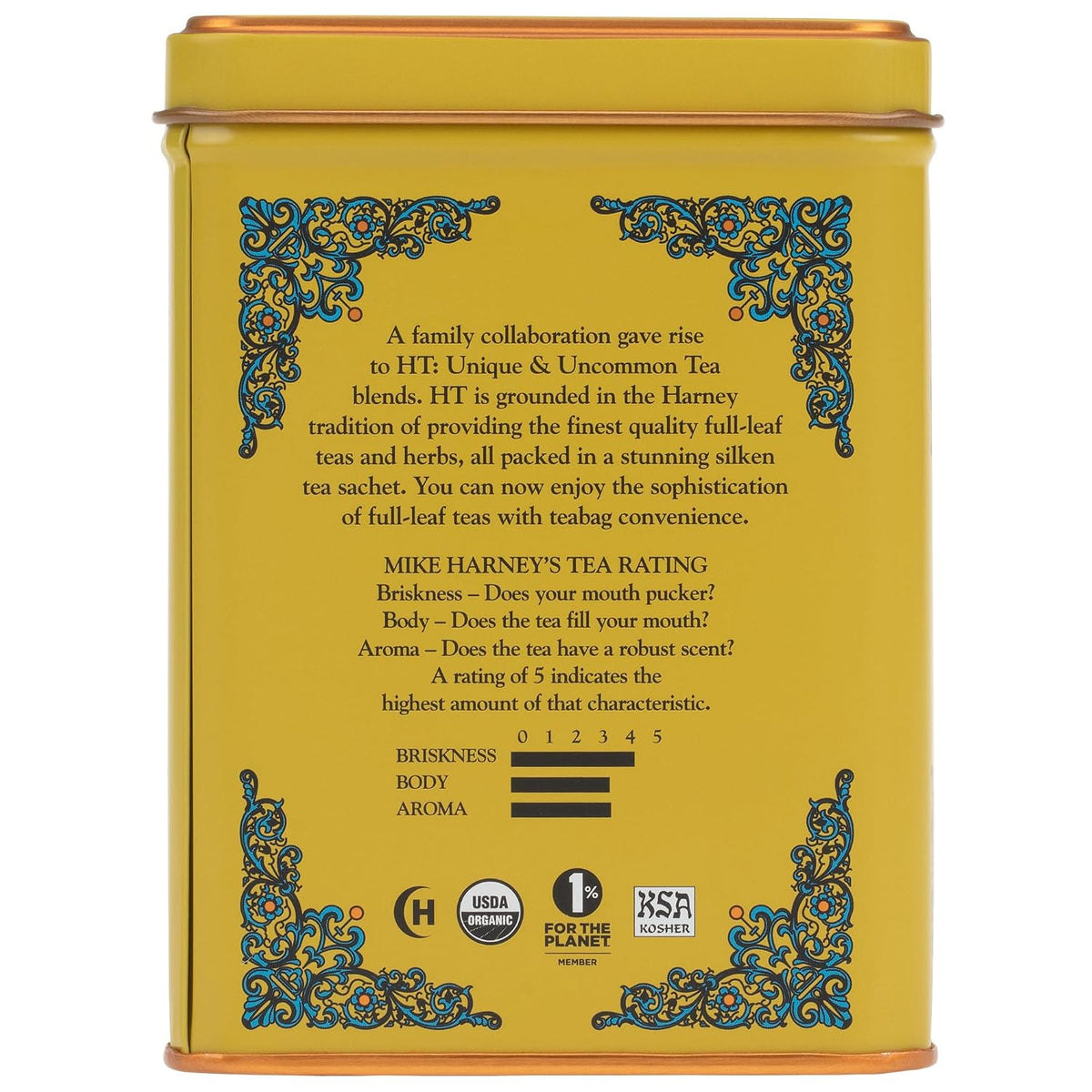 Harney & Sons HT Organic Ginger Lemon Herbal Tea, 20 Sachets in Tin