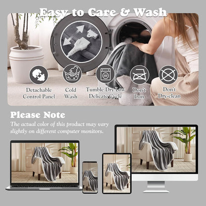 Heated Throw Blanket - Fast Heating 3D Jacquard Electric Heated Blanket, Cozy Heating Blanket with 6 Heating Settings & 4 Hours Auto-Off, Machine Washable, 50"x60", London Grey