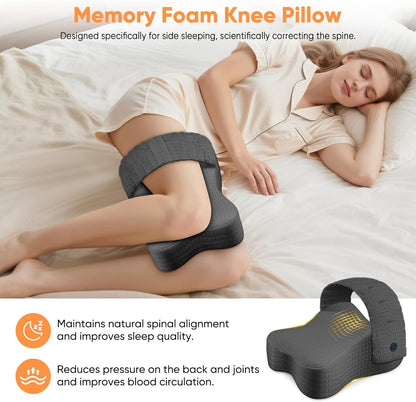 Knee Pillow for Side Sleepers, Leg Pillow for Side Sleeping, Sciatica Pain Relief, Hip with Ergonomic Memory Foam – Large Grey Cushion for Thigh, Knee, Back & Leg Support