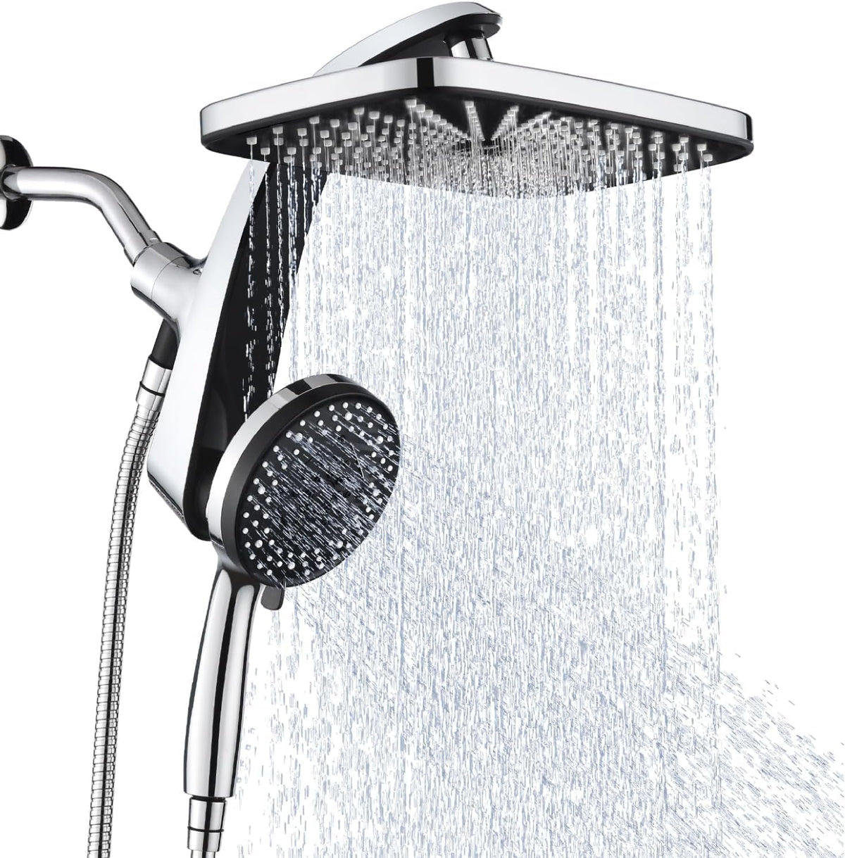 Rain Shower Head with Handheld Showerhead, Black 1.75GPM 460311