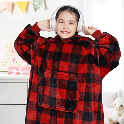 Waitu Wearable Blanket Sweatshirt Gifts for Women and Men, Warm and Cozy Giant Blanket Hoodie, Thick Flannel Blanket with Sleeves and Giant Pocket - Dark Gray