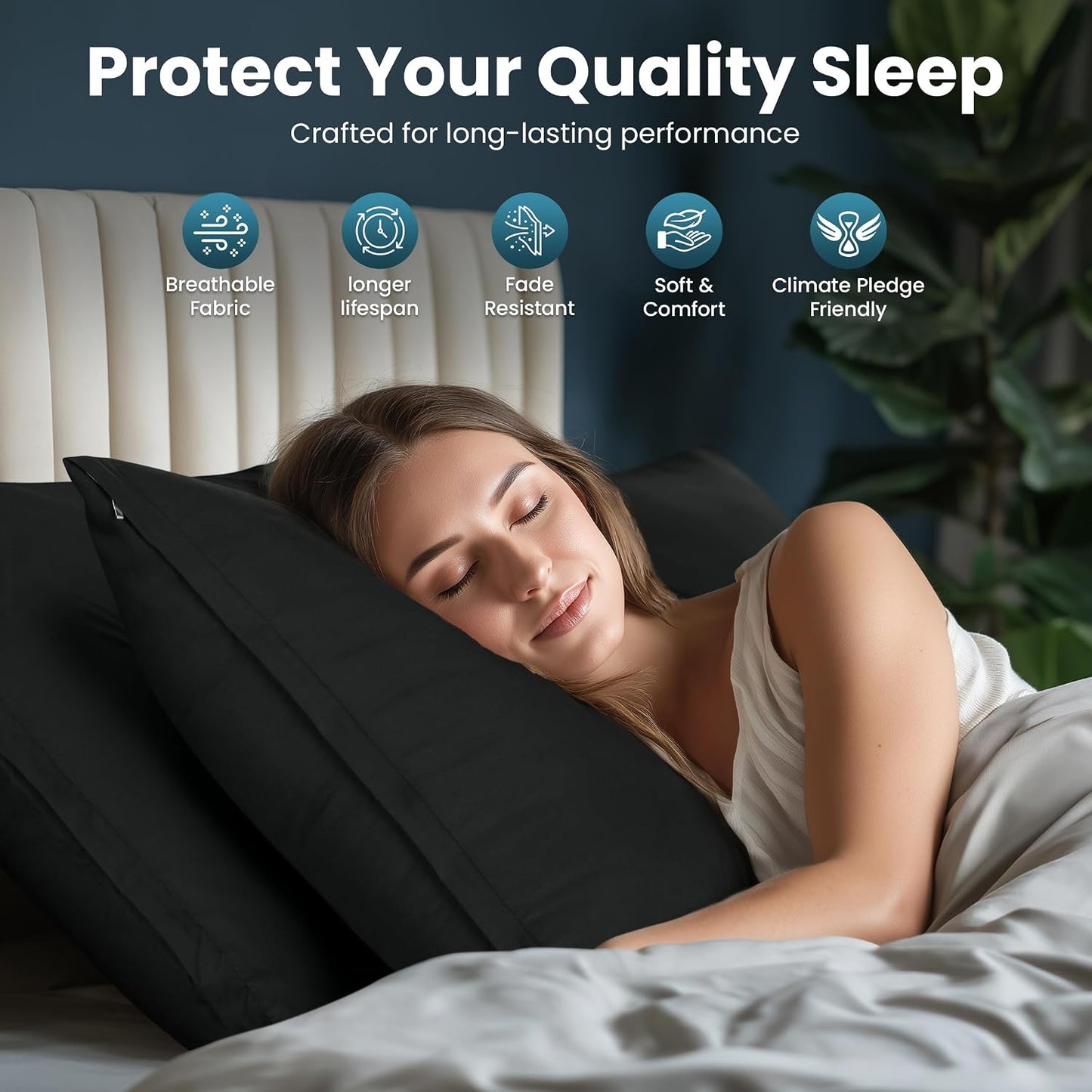 Utopia Bedding 4 Pack Pillow Protectors with Zipper Queen Size, Soft Brushed Microfiber Fabric Pillow Cases, Shrinkage and Fade Resistant Pillow Covers (White)