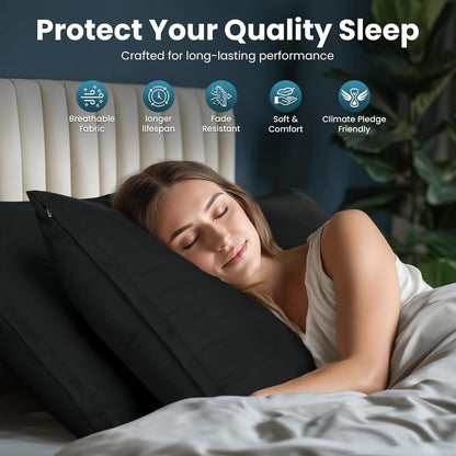 Utopia Bedding 4 Pack Pillow Protectors with Zipper Queen Size, Soft Brushed Microfiber Fabric Pillow Cases, Shrinkage and Fade Resistant Pillow Covers (White)