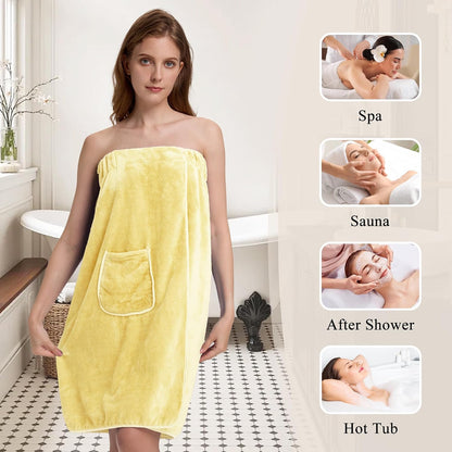 PJGGZ Towel Wrap for Women, Adjustable Button Quick Dry Absorbent Bath Wrap