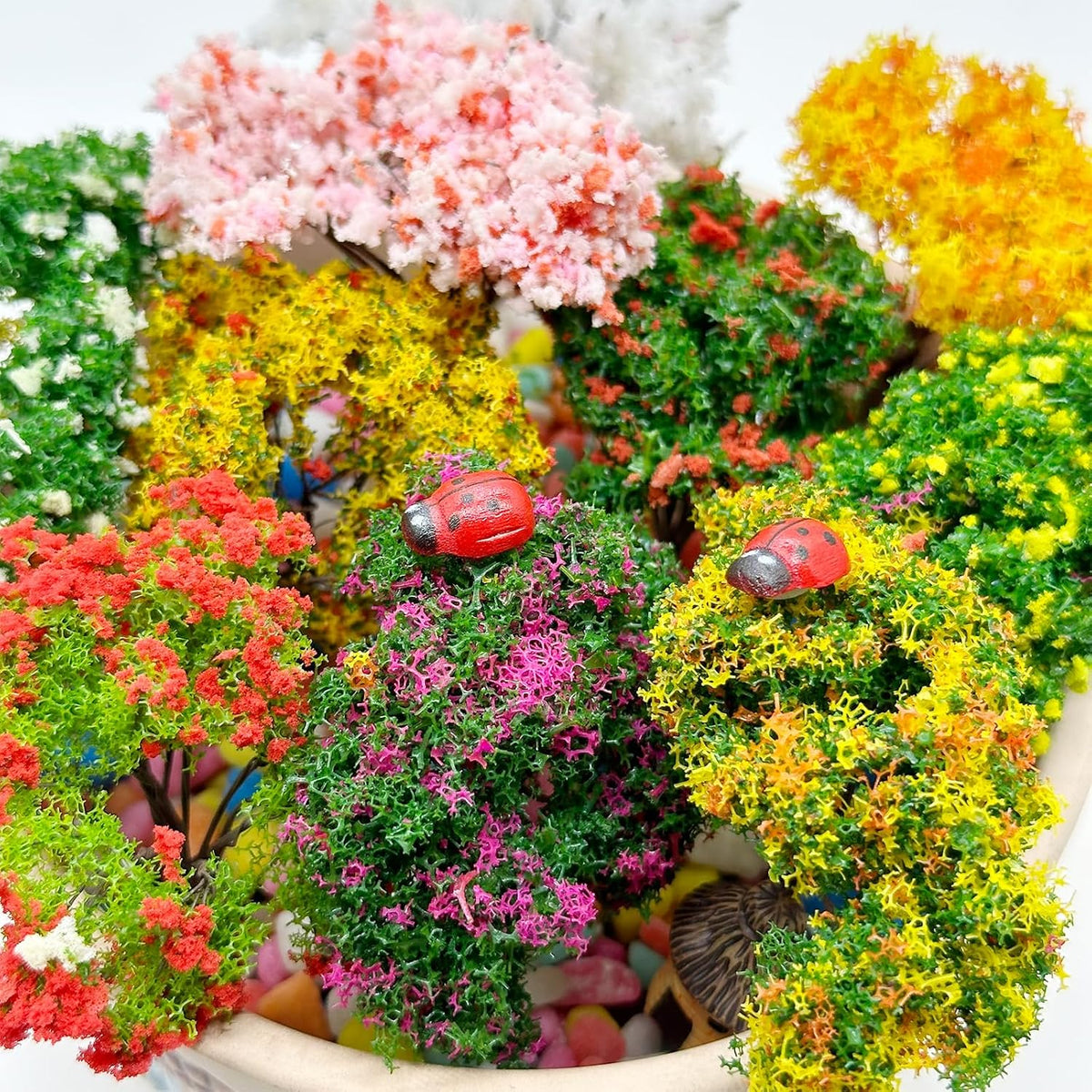 Cayway 26 PCS Outdoor Fairy Garden Miniatures Mini Zen Garden Accessories, Artificial Grass, Model Trees, Terrarium Ornaments, Dollhouse Supplies, Bonsai Decorative Craft Tools Kit