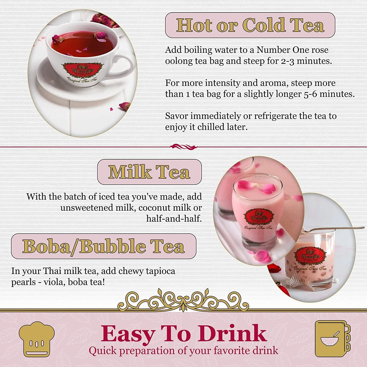 ChaTraMue Brand, Rose Tea Original Thai Tea(Mix), Size 150g