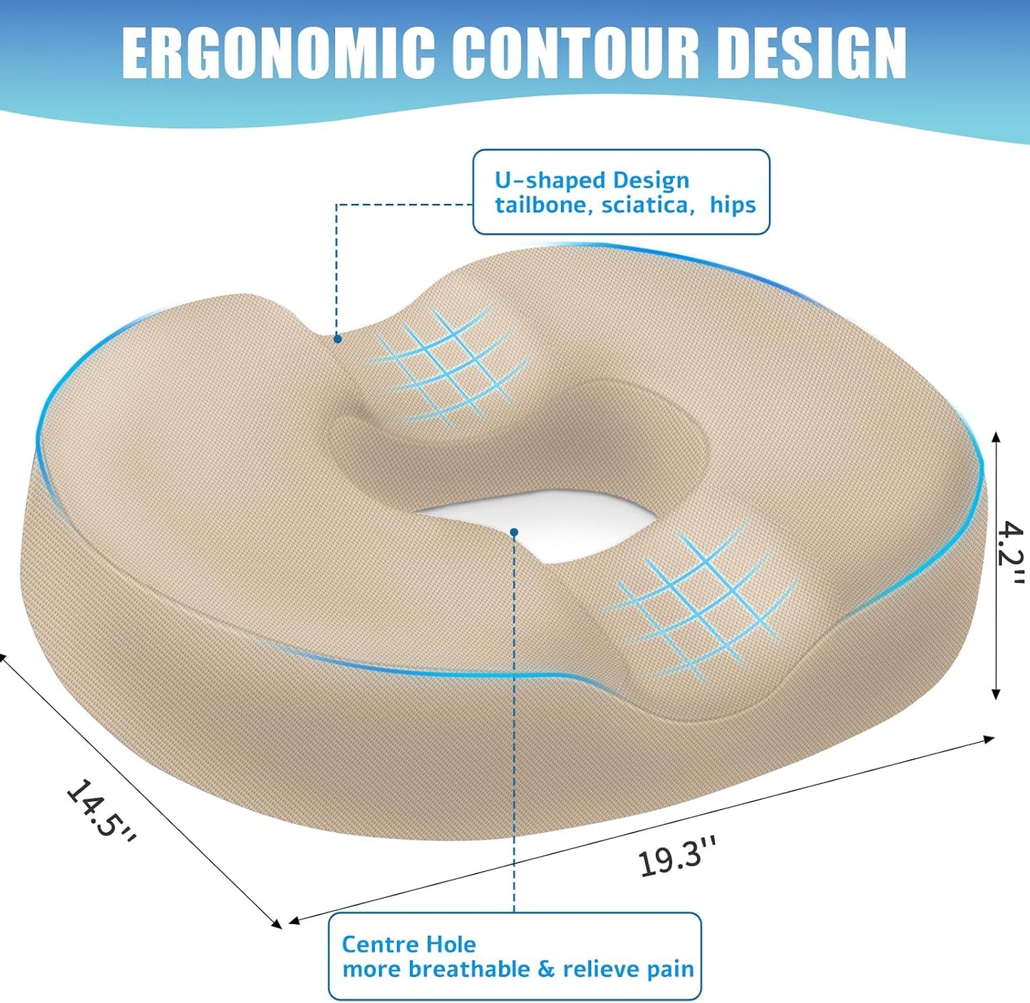 BlissTrends Donut Pillow Seat Cushion,Donut Chair Cushions for Postpartum Pregnancy & Hemorrhoids,Tailbone Pain Relief Cushion,Memory Foam Lifting Cushions for Office&Home Chairs (Black)