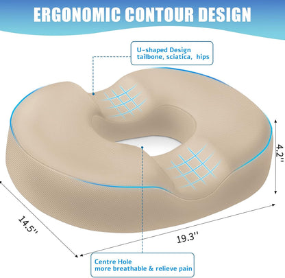 BlissTrends Donut Pillow Seat Cushion,Donut Chair Cushions for Postpartum Pregnancy & Hemorrhoids,Tailbone Pain Relief Cushion,Memory Foam Lifting Cushions for Office&Home Chairs (Black)