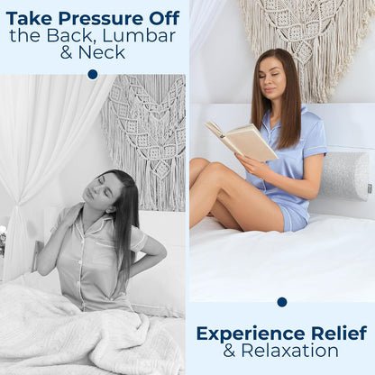 5 STARS UNITED Knee Pillow for Back Sleeping – Half Moon Bolster Pillow for Legs, Under Knee Pillow for Sleeping on Back, Memory Foam Leg Pillow for Back Pain, Gray