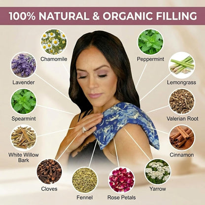 Nature's Approach Basic Herb Pack Rice Heating Pad Microwavable Reusable Heat Pack with Herbal Aromatherapy Fill, Freezer and Microwave Safe for Hot and Cold Therapy, Celestial Indigo