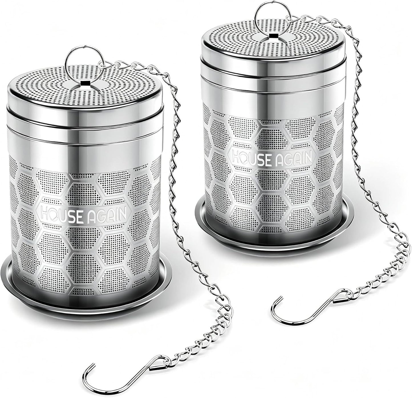 House Again Large Tea Infusers, Extra Fine Mesh Tea Strainers for Loose Tea, Slim Threaded Lid & 304 Stainless Steel, Filter Bags Diffusers, Loose Leaf Tea Steeper for Brew Tea Spices & Seasonings
