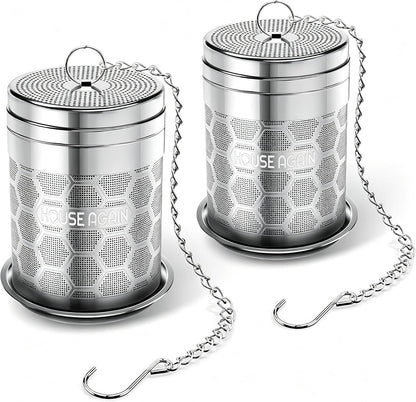 House Again Large Tea Infusers, Extra Fine Mesh Tea Strainers for Loose Tea, Slim Threaded Lid & 304 Stainless Steel, Filter Bags Diffusers, Loose Leaf Tea Steeper for Brew Tea Spices & Seasonings