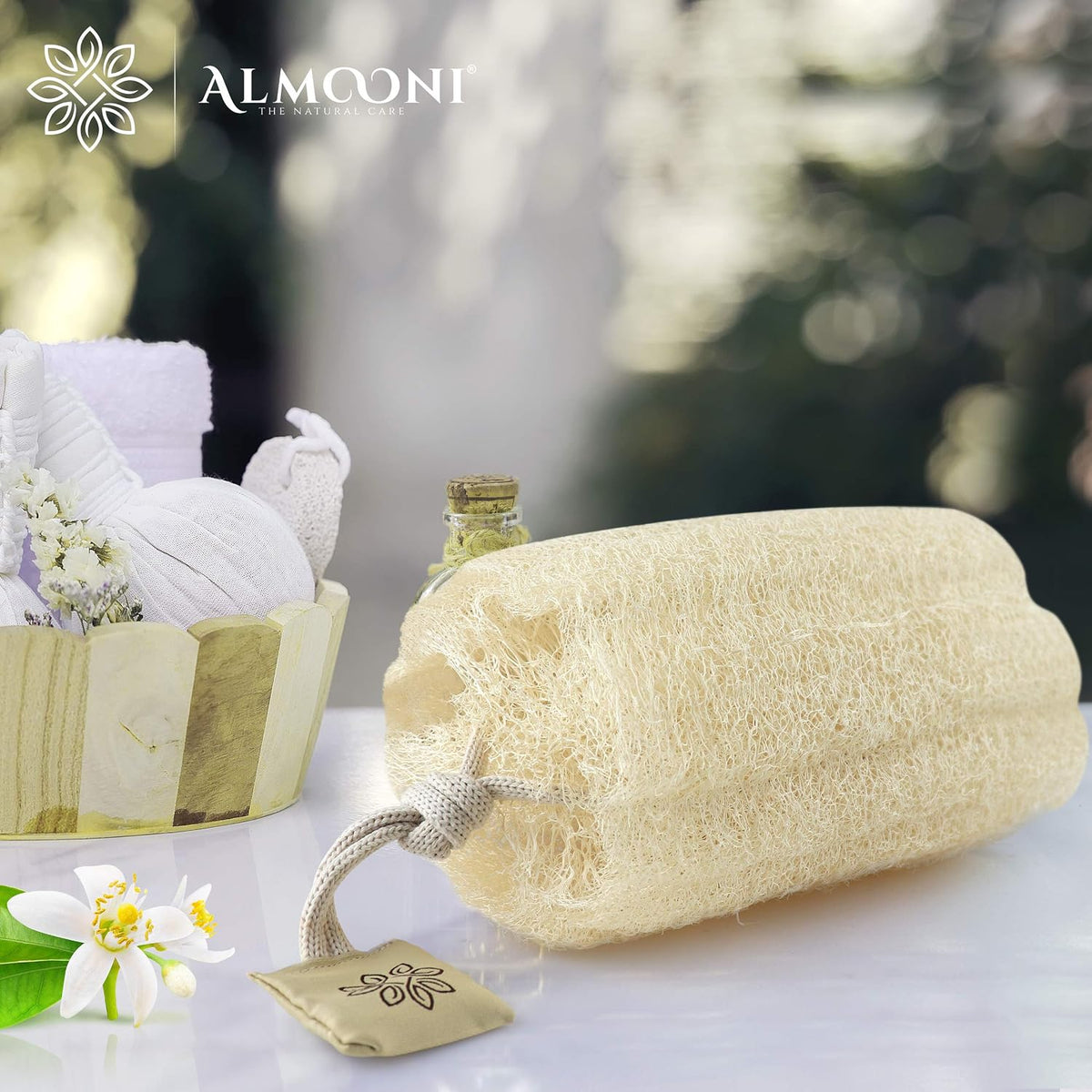 ALMOONI Natural Loofah Body Scrubber, Egyptian Loofah Sponge