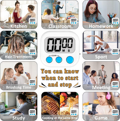ZILLEEN Classroom Timers for Kids Classroom Magnetic Digital Kitchen Timers for Cooking Teachers Gym Game 6 Pcs