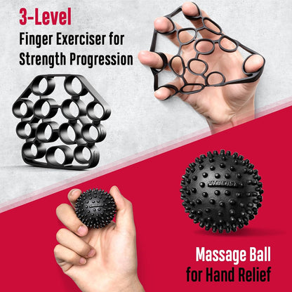 FitBeast Grip Strength Trainer, Hand Gripper Strengthener Kit - 6 Pack with Adjustable Resistance Forearm Strengthener, Forearm Exerciser and Massage Balls for Hand Therapy, Grip Training