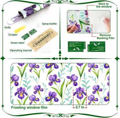 Window Film, Frosted Privacy, One Way Tint, UV Block, Heat Insulation, Anti-Glare, Static Cling, Renter Friendly for Home Bathroom Door
