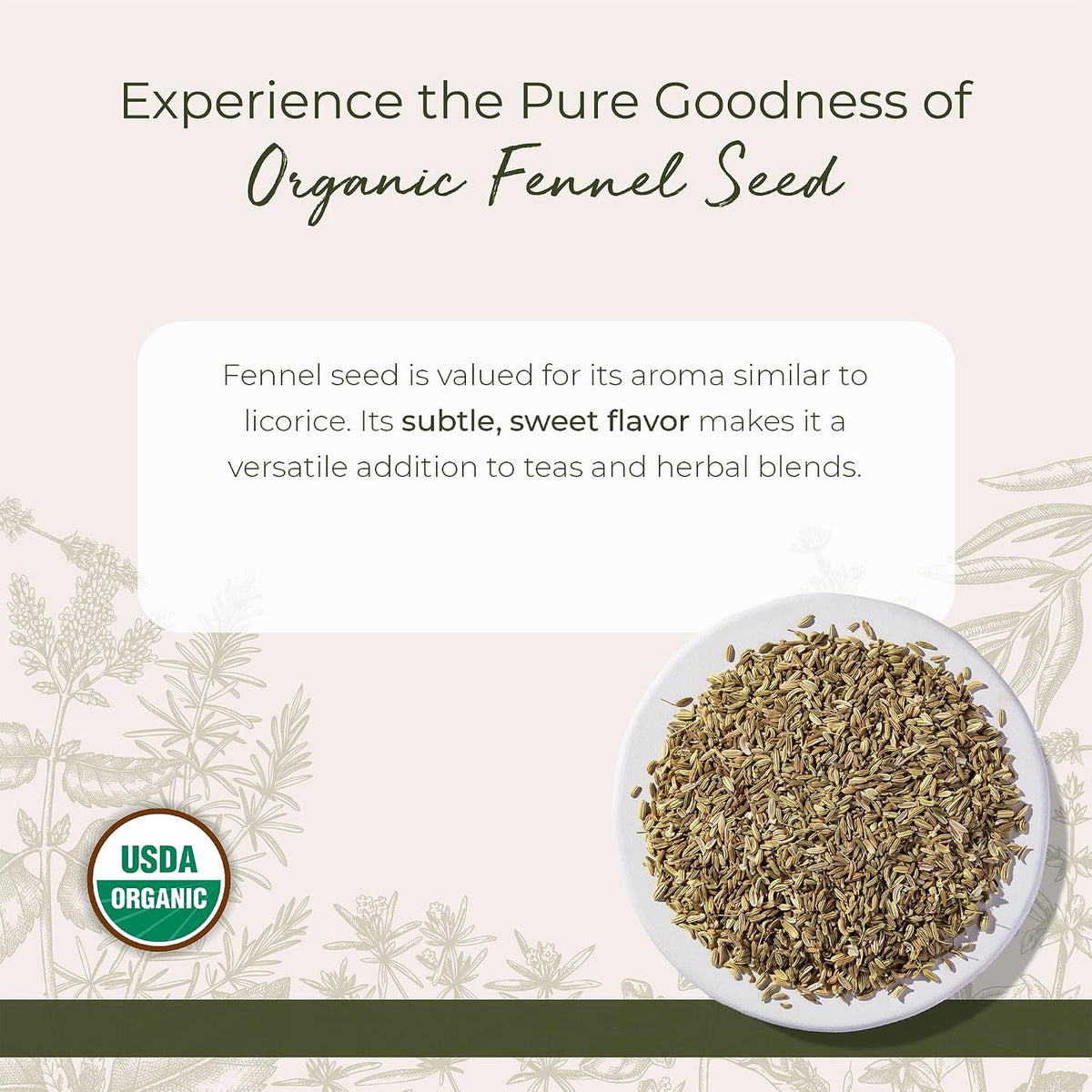 Starwest Botanicals Organic Fennel Seed, Baking, Non-GMO - Bulk 1 lb Bag