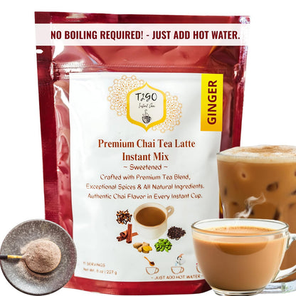 T2GO Authentic Karak Masala Chai Tea Mix – Just Add Water, 8 oz | Bold karak-style masala chai — real milk & spices in every scoop, no simmering