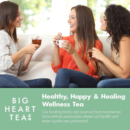 Big Heart Tea Co. Tea Bags - Royal Treatmint Lavender Mint - Certified Organic, Ayurvedic Herbal Decaf Tea in Zero Plastic Sachets - Small Batch Ground Herbs, Adaptogenic Tulsi, Ginkgo Leaf, 50 Pack