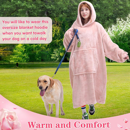Waitu Wearable Blanket Sweatshirt Gifts for Women and Men, Warm and Cozy Giant Blanket Hoodie, Thick Flannel Blanket with Sleeves and Giant Pocket - Dark Gray