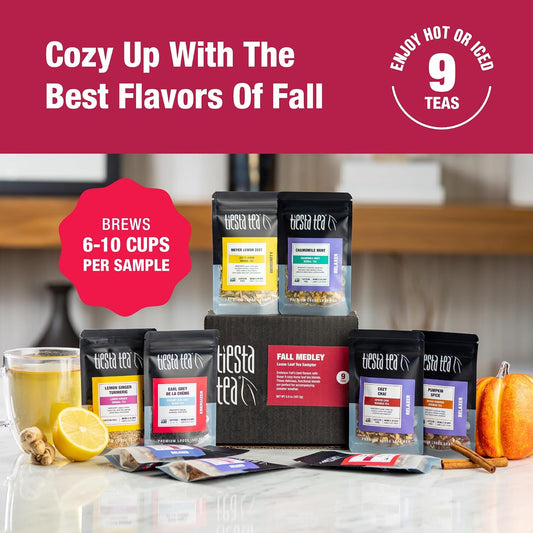 Tiesta Tea Fall Medley Dry Flight Set – Assorted Herbal, Black, Chai