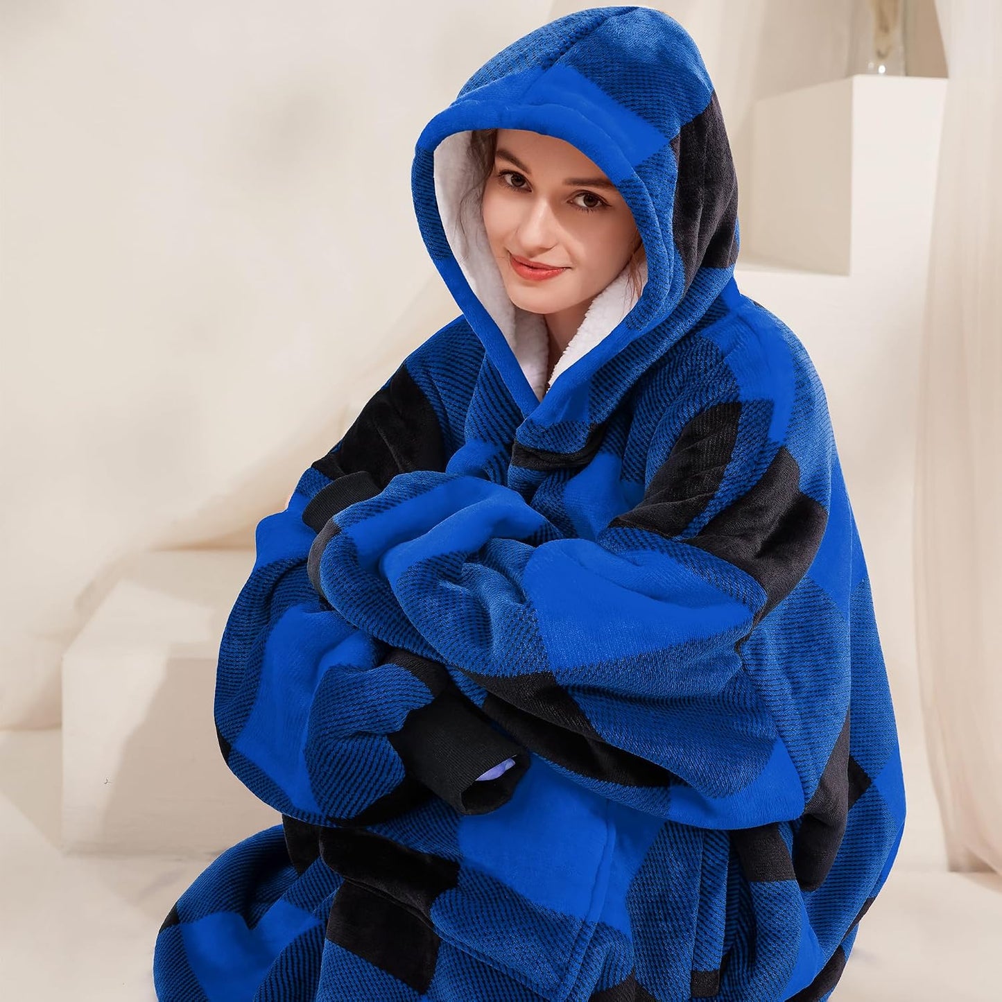 Narecte Cozy Oversized Blanket Hoodie Wearable Blanket Adults Soft Hooded Blanket Hoodie Birthday Gifts for Women Christmas - Colors B