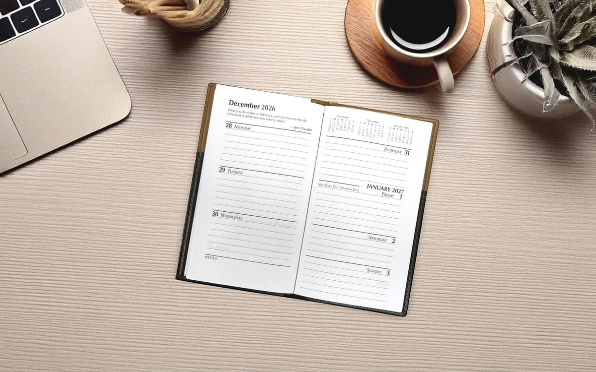 BookFactory 2026 Weekly Pocket Calendar Planner with Notepad