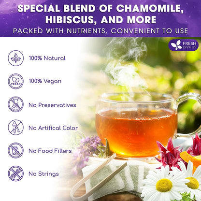 FreshDrinkUS, Refreshing Mint Herbal 60 Tea Bags – Special Blend of Spearmint and Peppermint with Chamomile, Caffeine-Free, Naturally Sweet, Non GMO
