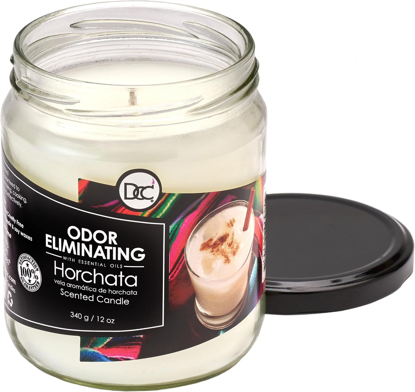 Vanilla Bean Odor Eliminating Highly Fragranced Candle - Eliminates 95% of Pet, Smoke, Food, and Other Smells Quickly - Up to 80 Hour Burn time - 12 Ounce Premium Soy Blend - Colors B