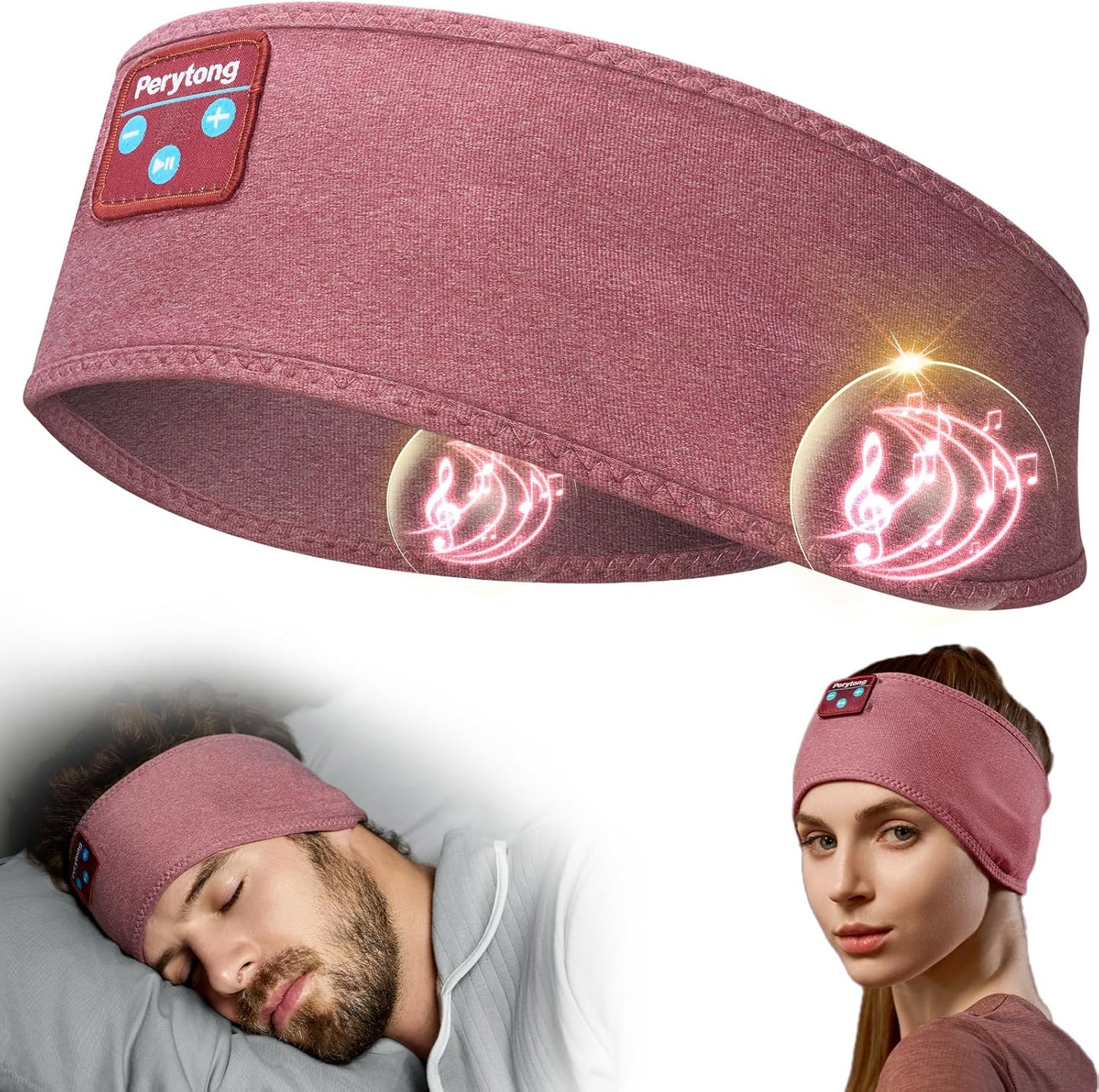 Perytong Sleeping Headphones Bluetooth Headband, Soft Long Time Play Sleeping Headsets with Built in Speakers Perfect for Workout,Running,Yoga,Travel, Darkgray