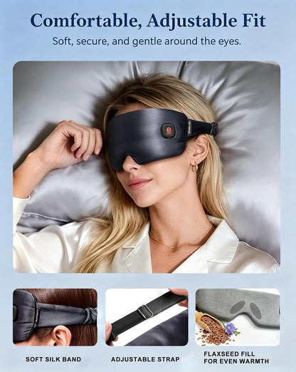 Heated Eye Mask for Dry Eyes, Silk Cordless Moist Warm Eye Compress, FSA Eligible HSA, Rechargeable & Washable, Soothing Relief for Migraine & Tired Eyes, Ideal for Home, Bedtime & Travel, Gray