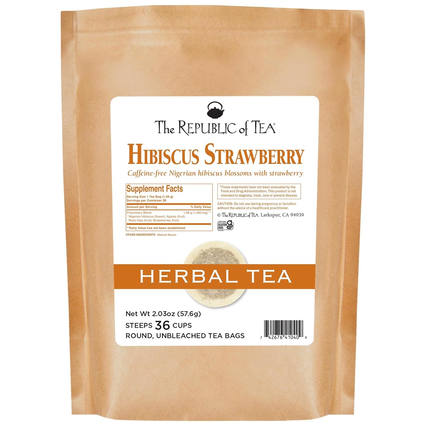 The Republic of Tea – Hibiscus Strawberry Tea, 36 Tea Bags, Herbal Blend, Caffeine Free, Gluten Free