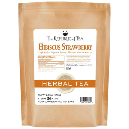 The Republic of Tea – Hibiscus Strawberry Tea, 36 Tea Bags, Herbal Blend, Caffeine Free, Gluten Free
