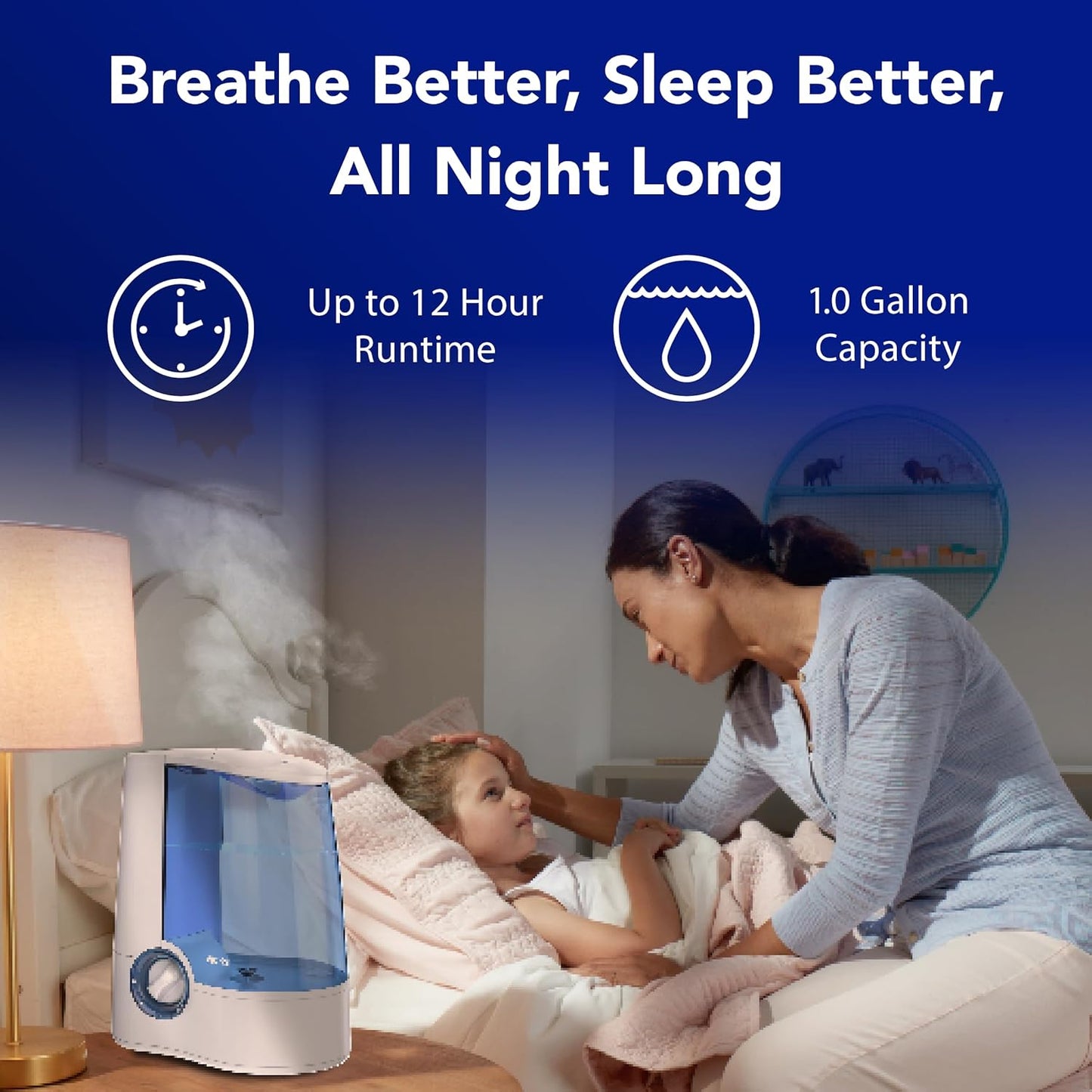 Vicks Warm Mist Humidifier for Small to Medium Rooms, White