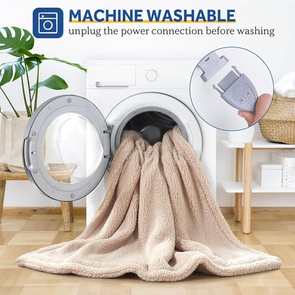 Sealy Electric Blanket Heated Throw 50"x60" Soft Double Sherpa Super Cozy with 6 Fast Heating Levels & 2-10 Hours Auto-Off, Over-Heat Protection, Machine Washable, Charcoal