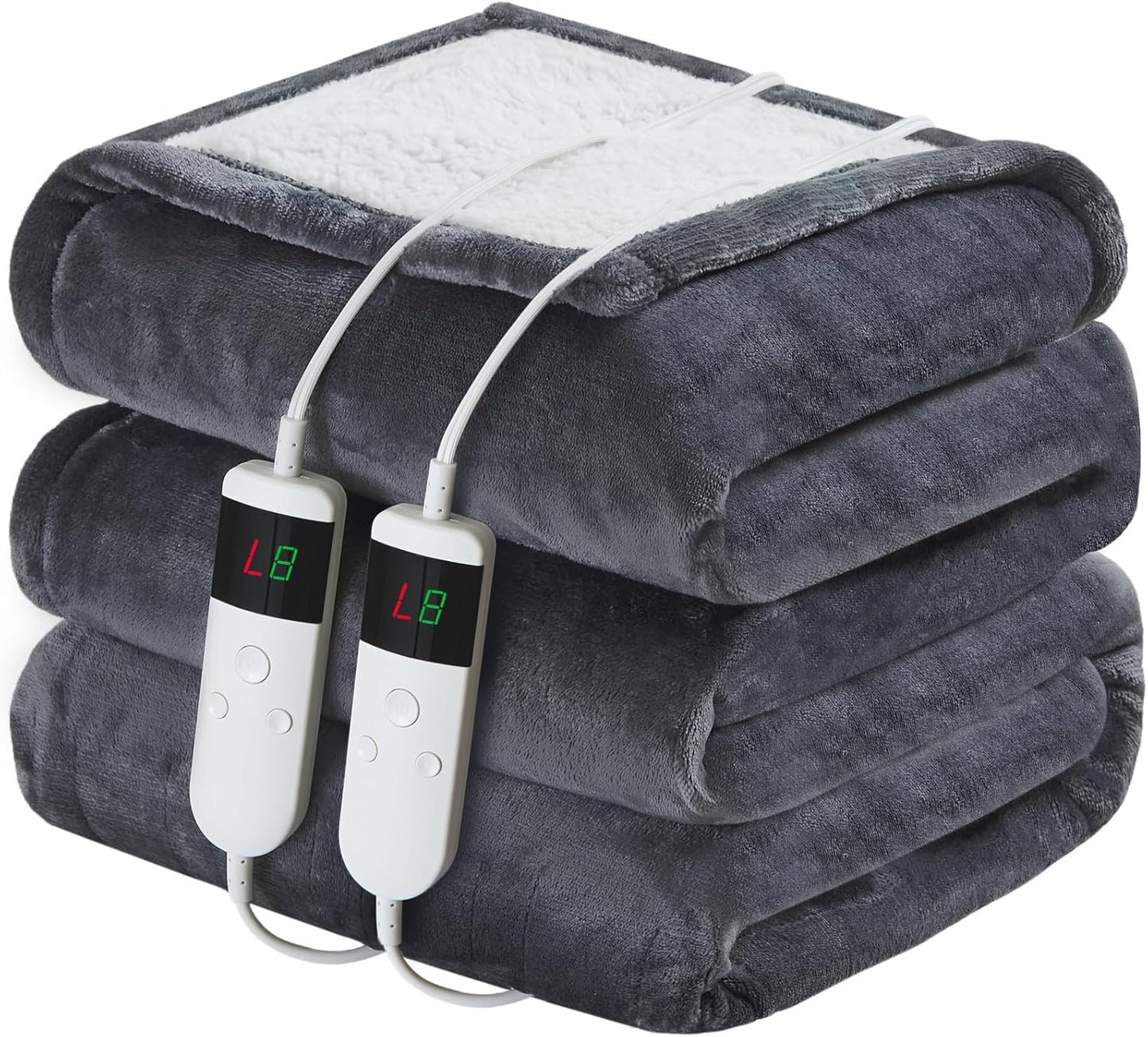 Electric Heated Blanket Throw Size 50''x60''-Control Heating Blanket, Soft & Warm Flannel 10-Level Temperature Control, 8 Hours Auto Off, Rapid Heating & Overheat Protection