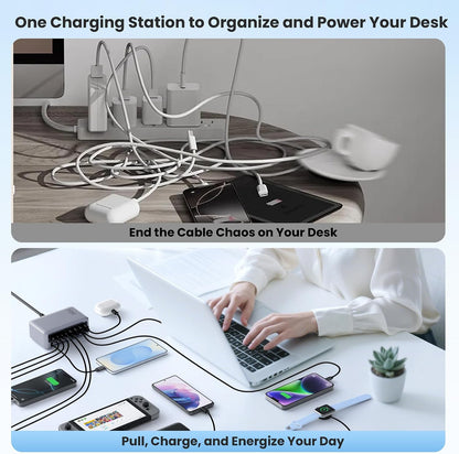 USB C Charger 200W USB C Charger Block,Upgraded GaN III 8-Port Fast Charging Station Hub,PD 65W Laptop Charging Adapter Compatible with MacBook Pro/Air,DELL,Steam Deck,iPhone 16/15/14,Galaxy S23/22