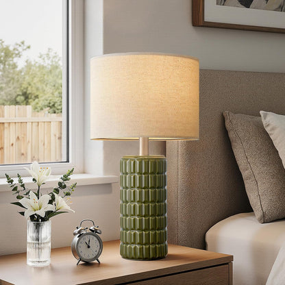 Seealle 23" Modern Ceramic Table Lamps Set of 2 - Table Lamps for Living Room, Farmhouse Bedside Night Stands Lamp for Bedroom, White Nightstand Lamps Set of 2, Desk Lamp for End Table Home Decor