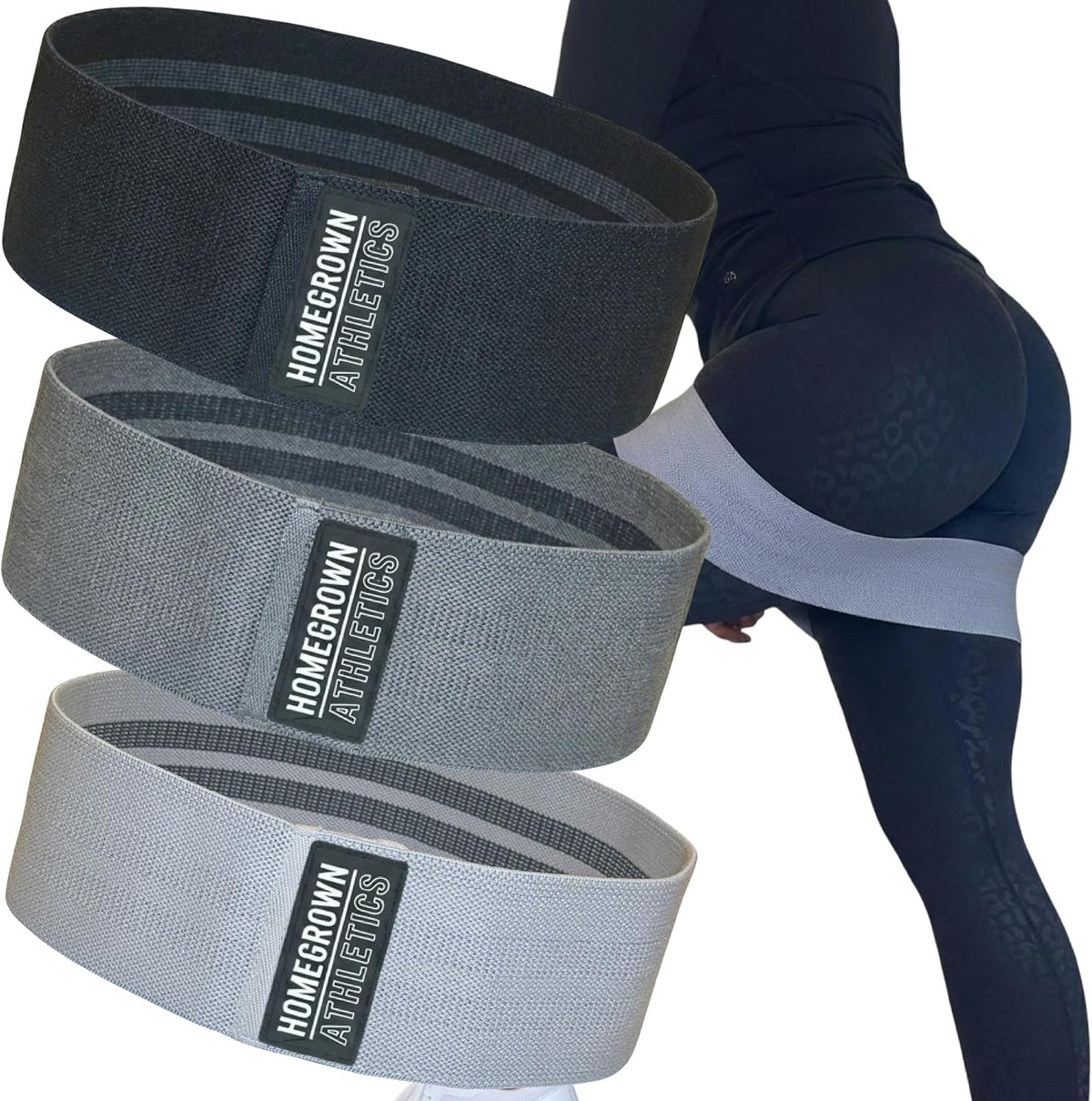 Fabric Resistance Bands for Women, Non-Slip Booty Bands and Glute Bands for Legs and Butt Workouts, Set of 3 Hip Circle Bands with Carry Bag