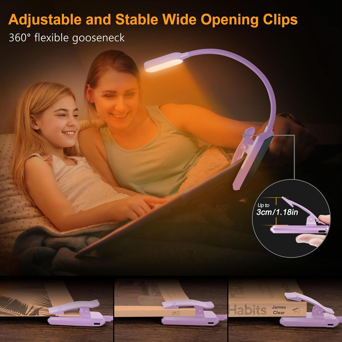 Gritin 16 LED Rechargeable Book Light for Reading in Bed