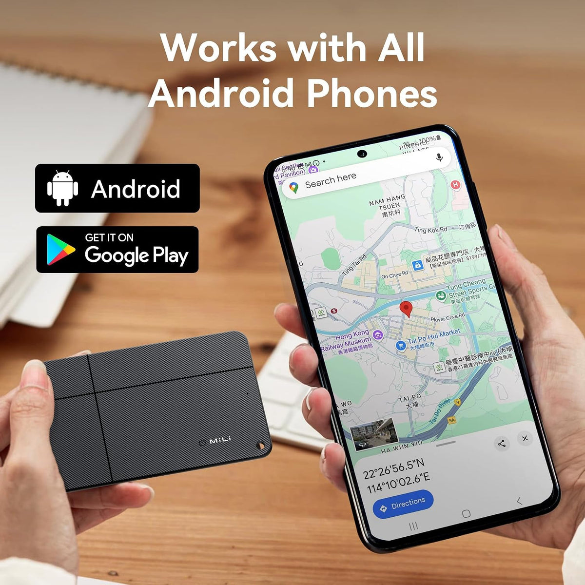 MiLi 2026 Wallet Tracker Card for Android, Certified by Google Find Hub